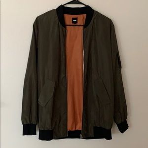 Green oversized bomber jacket